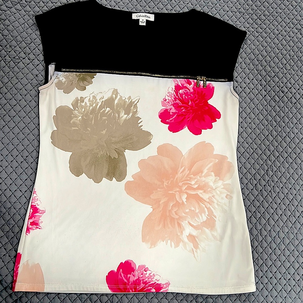 Calvin Klein Black with white slight floral casual office wear